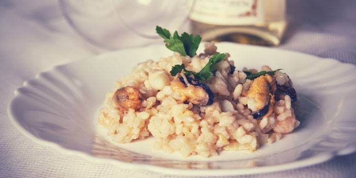 Risotto aux champignons et fruits de mer