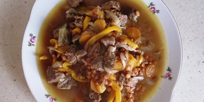 Estofado de ternera con lentejas