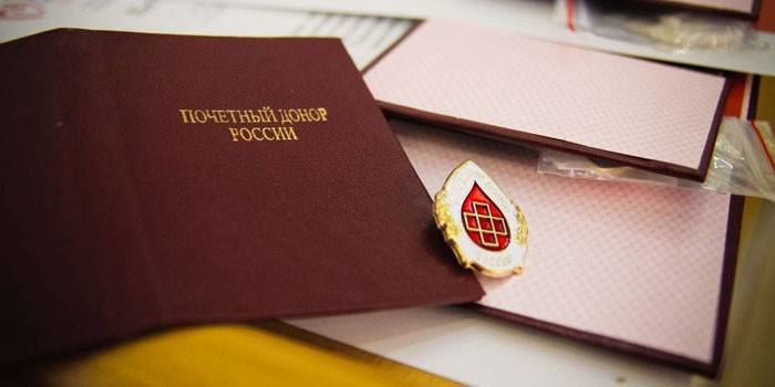 Certifikat af æres donor fra Rusland
