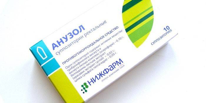 Ректални супозитории Anuzol в опаковката