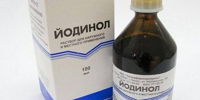 Solução de iodinol na embalagem