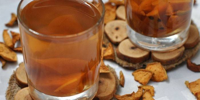 Συμπίεση ξηρών μήλων σε γυαλιά