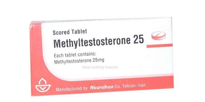 Metiltestosterona tabletes iepakojumā