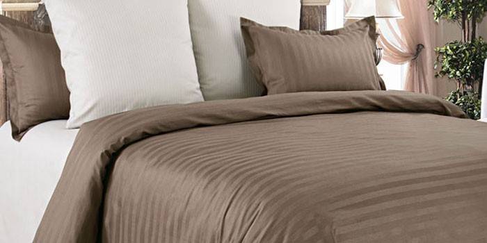 Bettwäsche Streifen Satin Cappuccino
