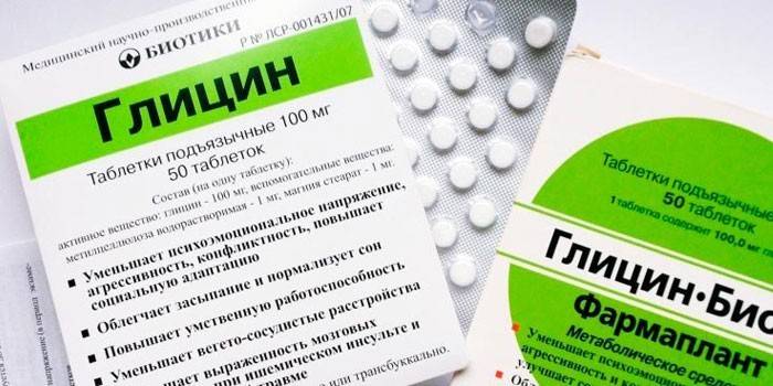 Glicino tabletės pakuotėje