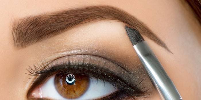 Fille porte un pinceau avec un sourcil
