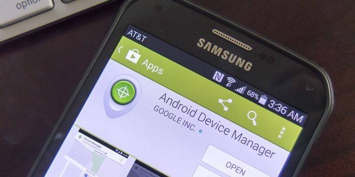 Aplicativo do Gerenciador de dispositivos Android no telefone