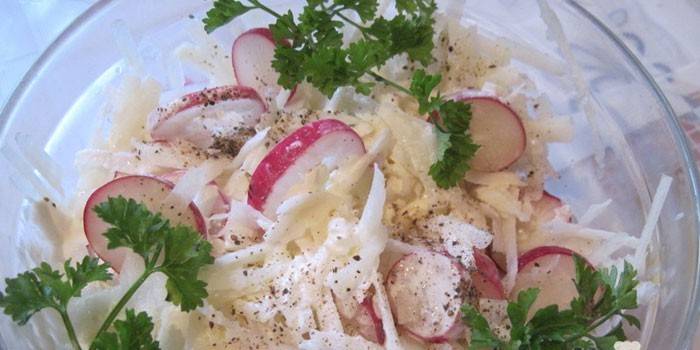 Rabanete e salada de couve-rábano