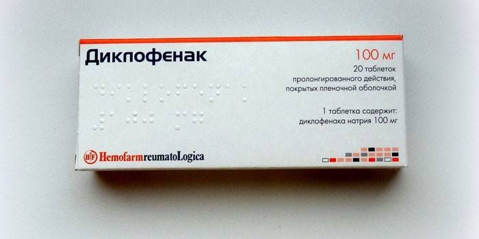 Comprimidos de Diclofenac em embalagem