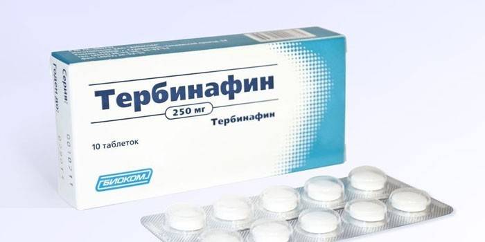 Terbinafine-tabletter pr. Pakning