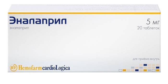 Enalapril tablešu iepakojums