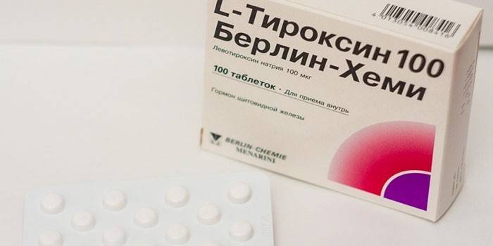 „Berlin-Chemie“ L-tiroksino tabletės pakuotėje