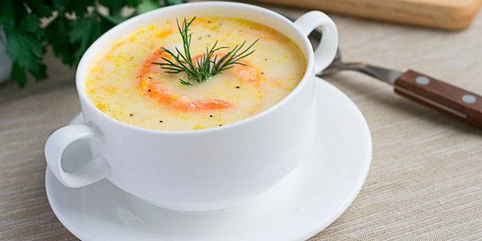 Đĩa súp phô mai tôm