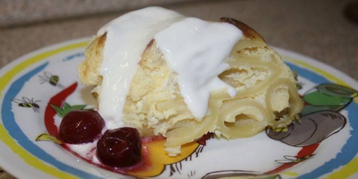 Queijo cottage e souffle de massas