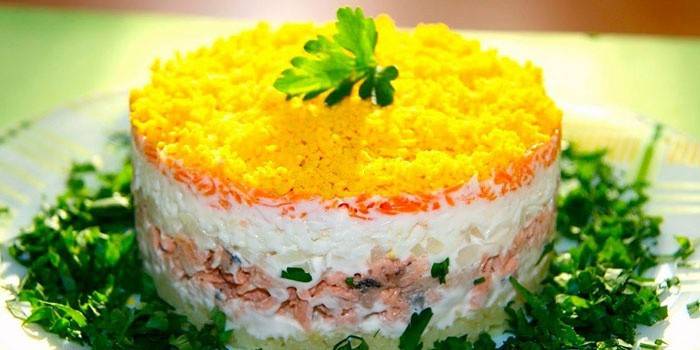 Puff salad trên đĩa