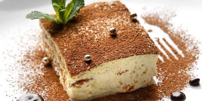 Tiramisu-Kuchen-Scheibe