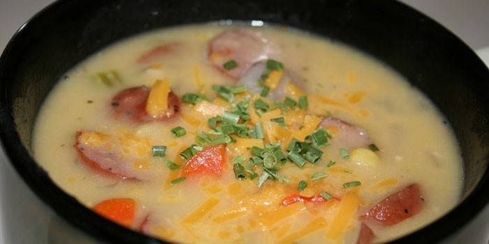 Mushroom Soup with Sausage