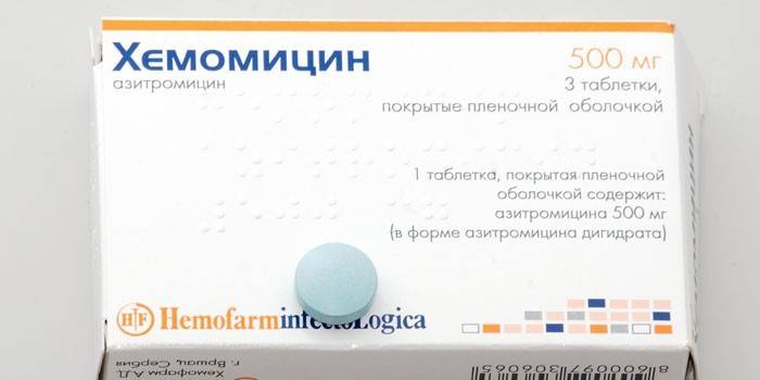 Comprimidos de hemicomicina en paquete