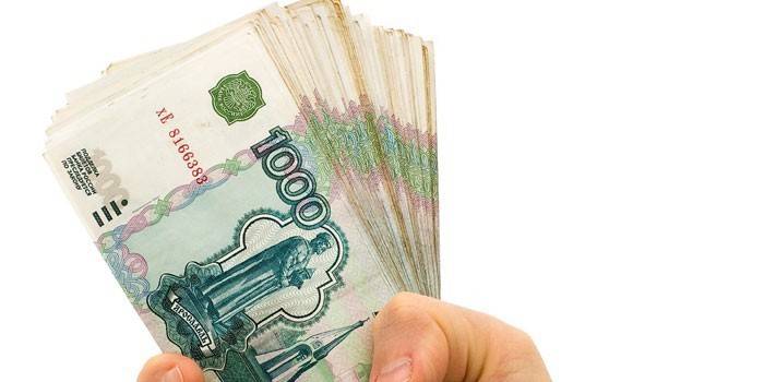 Bunt med penger i hånden
