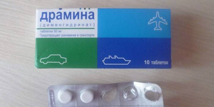 Dramina tabletleri pakette