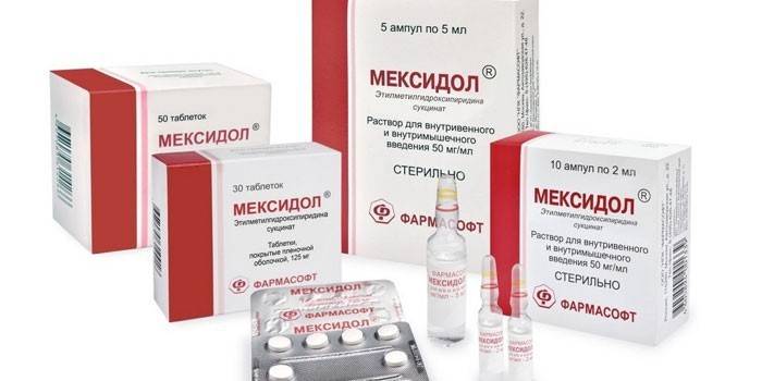 ยาเสพติด Mexidol ในรูปแบบต่างๆของการเปิดตัว