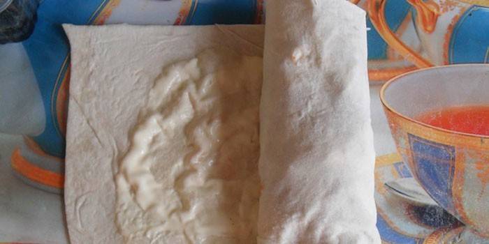Proceso de envoltura de shawarma