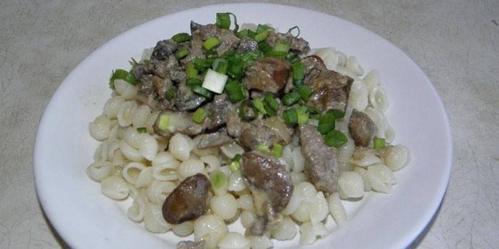 Stroganoff Leber mit Muscheln