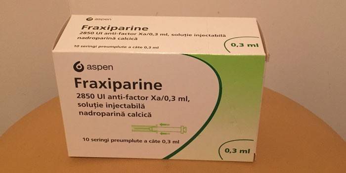 A gyógyszer Fraksiparin a csomagban