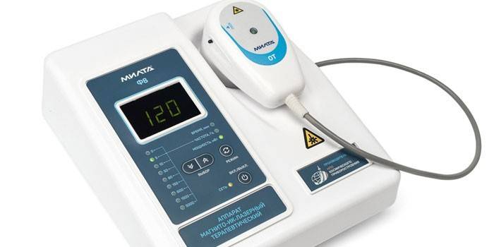 El dispositivo para la terapia con láser magnético.