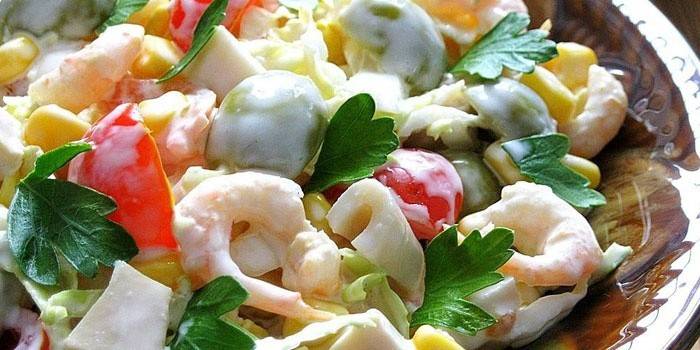 Ensalada de camarones sazonados