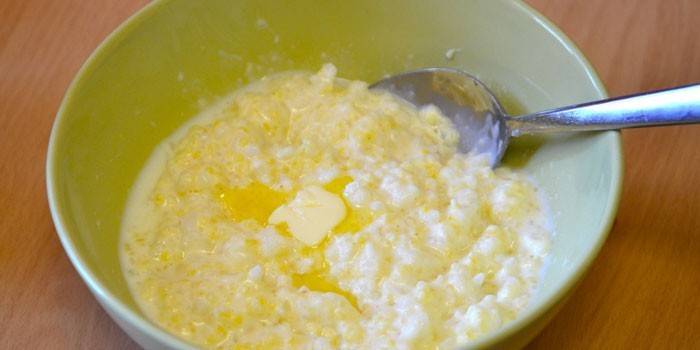 Gachas de leche de arroz y mijo Amistad con mantequilla