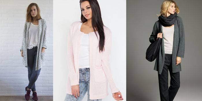 Photo de filles en cardigan sans boutons