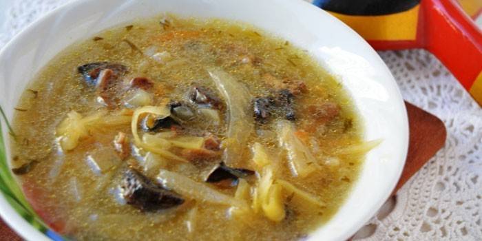 Sopa de cols acudides amb bolets