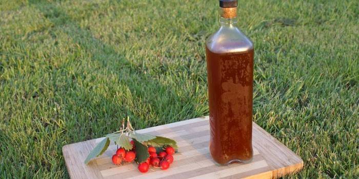 Tintura di biancospino su vodka in una bottiglia