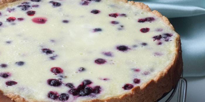 Fertiger Kuchen aus Mürbeteig mit Sauerrahm-Heidelbeer-Füllung