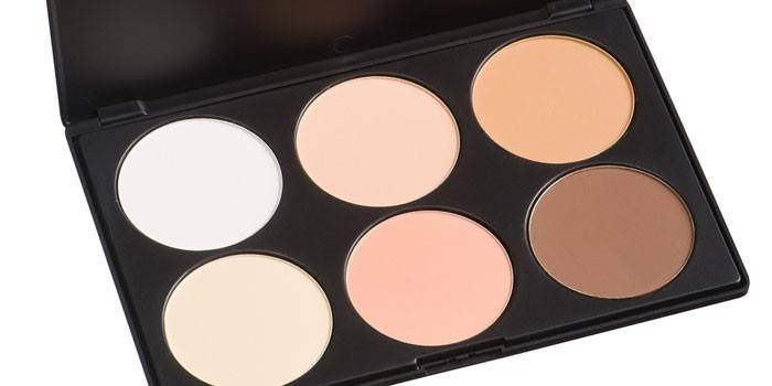 Palette pour six nuances de correcteur de visage