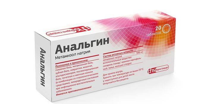 Máy tính bảng analgin trong gói