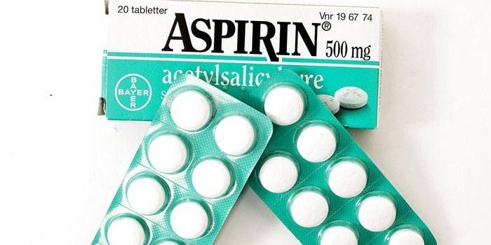 Comprimidos de aspirina por embalagem