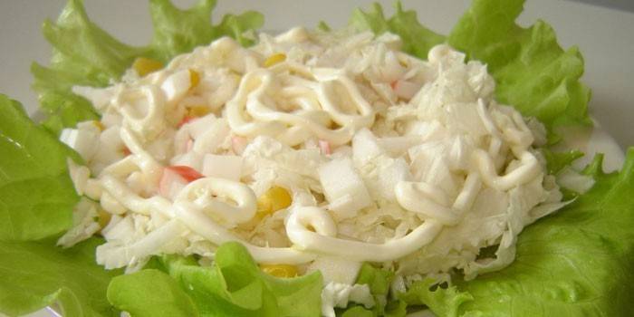 Insalata di granchio di cavolo di Pechino prima di servire