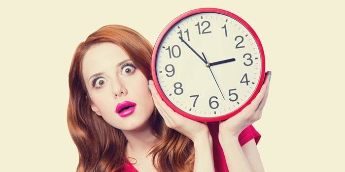 Fille avec une horloge