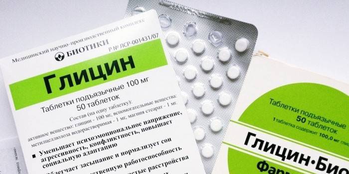 Glicino tabletės pakuotėje