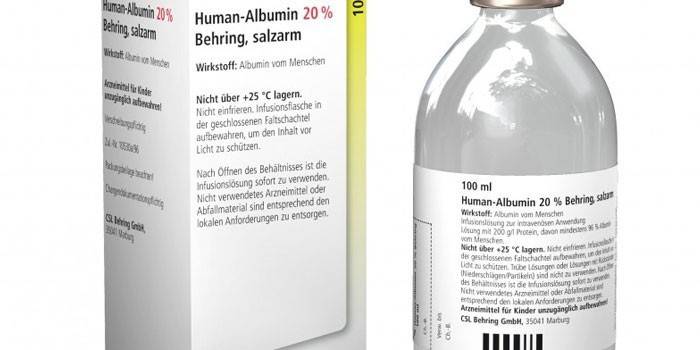 Embalagem com Albumina Humana