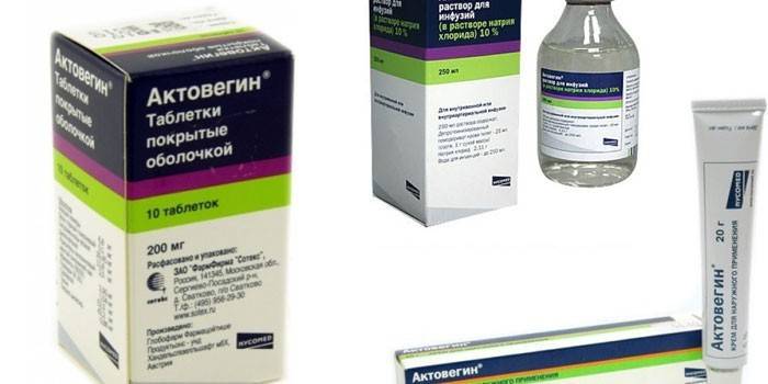El medicamento Actovegin en diferentes formas de liberación.