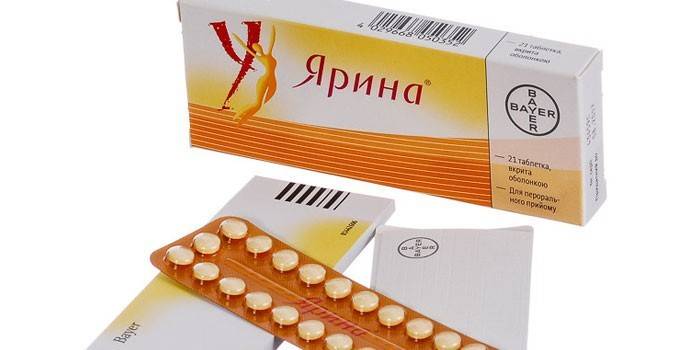 Yarin kontraceptinės tabletės pakuotėje