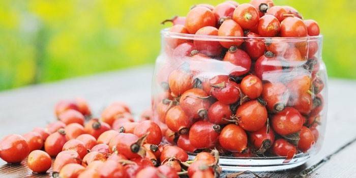 Escaramujos en un frasco de vidrio