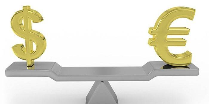 Dollaro ed euro segno sulle scale