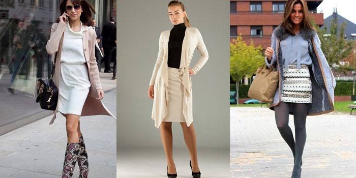 Photo de filles en jupes avec cardigans