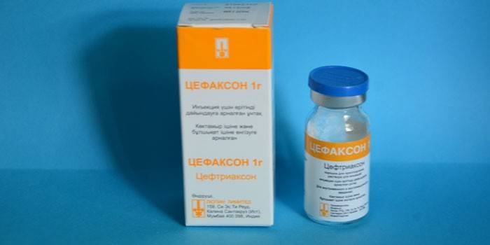Cefaxone in una bottiglia e una bottiglia