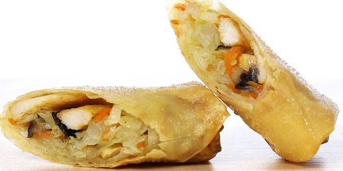 Rollitos de primavera fritos rellenos de pollo