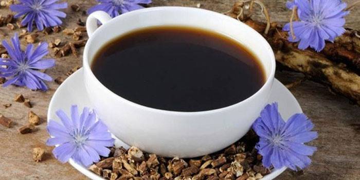 Chicorée boire dans une tasse